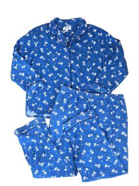 Peanuts Blue Snoopy Print Women's Pajama Set - Cozy Two-Piece